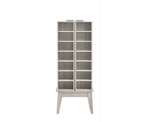 Multimedia DVD CD Storage Cabinet With Hidden Compartment In White Oak