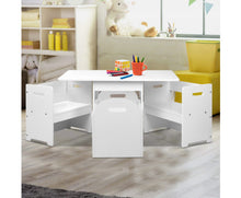 Load image into Gallery viewer, Keezi 4PCS Kids Table and Chairs Set Storage Box Toys Play Desk Wooden Children
