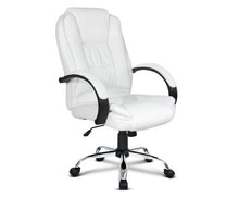 Load image into Gallery viewer, PU Leather Padded Office Desk Computer Chair - White
