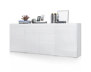 Modern Sideboard Buffet High Gloss Storage Cabinet 4 Doors Cupboard Table White