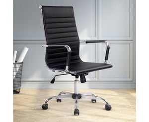 Eames Replica Office Chair Executive High Back Seating PU Leather Black