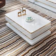 Load image into Gallery viewer, Prisma 51&quot; White Rectangular Coffee Table with Storage 4 Drawers Tempered Glass Top
