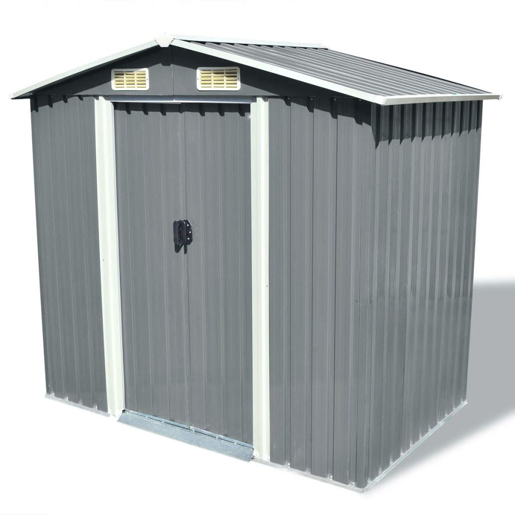 NT Garden Storage Shed Grey Metal 204x132x186 cm