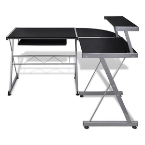 FirstChoise Computer Desk with Pullout Keyboard Tray Lshaped Black