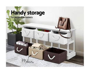 Storage Bench Shoe Organiser 6 Drawers Chest Cabinet Rack Box Shelf Stool