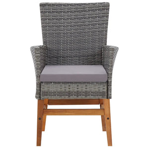 Seeka 9 Piece Outdoor Dining Set Poly Rattan and Acacia Wood Grey