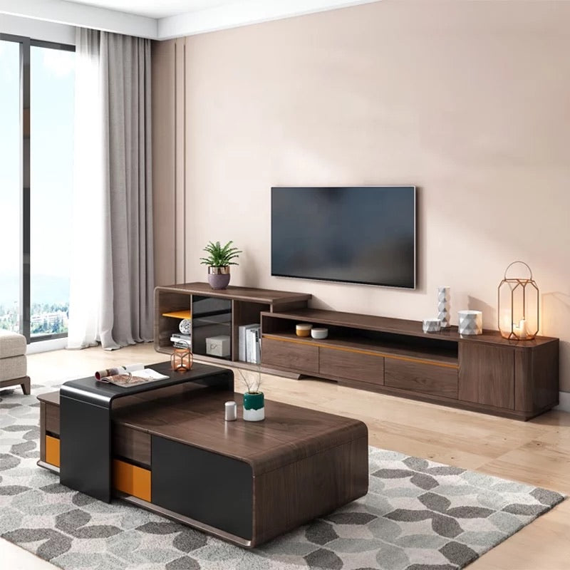Brody Designer Entertainment Unit Set Solid Wood