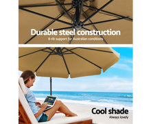 Load image into Gallery viewer, Instahut 3M Umbrella with 48x48cm Base Outdoor Umbrellas Cantilever Sun Beach UV Beige
