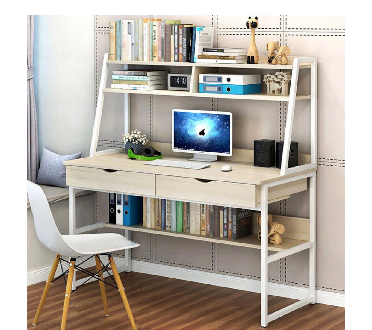 Enterprise Large Computer Desk Workstation with Shelves Drawers
