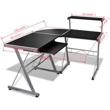 Load image into Gallery viewer, FirstChoise Computer Desk with Pullout Keyboard Tray Lshaped Black
