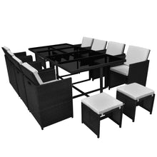 Load image into Gallery viewer, Nika 13 Piece Outdoor Dining Set with Cushions Poly Rattan Black
