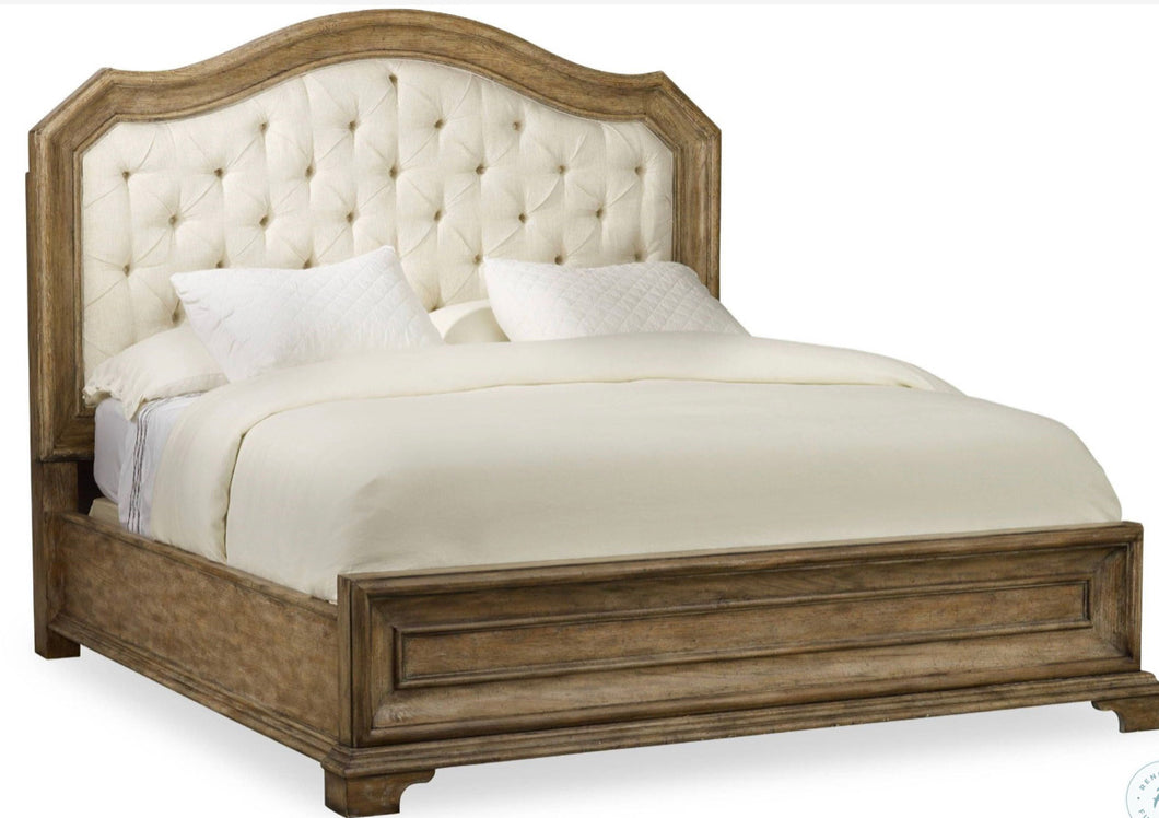 Fawn Beige King & Queen Upholstered Panel Bed