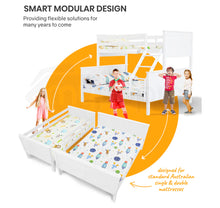 Load image into Gallery viewer, KINGSWOOD SLUMBER Bunk Bed Frame Modular Single White Wood Kids Double Deck Twin
