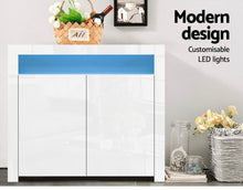 Load image into Gallery viewer, Buffet Sideboard Cabinet LED High Gloss Storage Cupboard 2 Doors White
