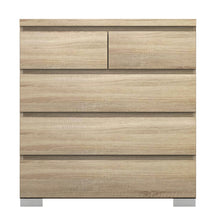 Load image into Gallery viewer, Elara 5 Drawer Chest High Gloss Oak

