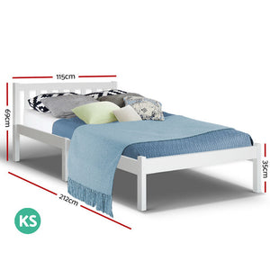 King Single Wooden Bed Frame Timber Mattress Size Base Bedroom