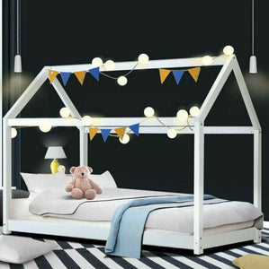 Kids Wooden bed Frame Single size mattress base Pine Timber White