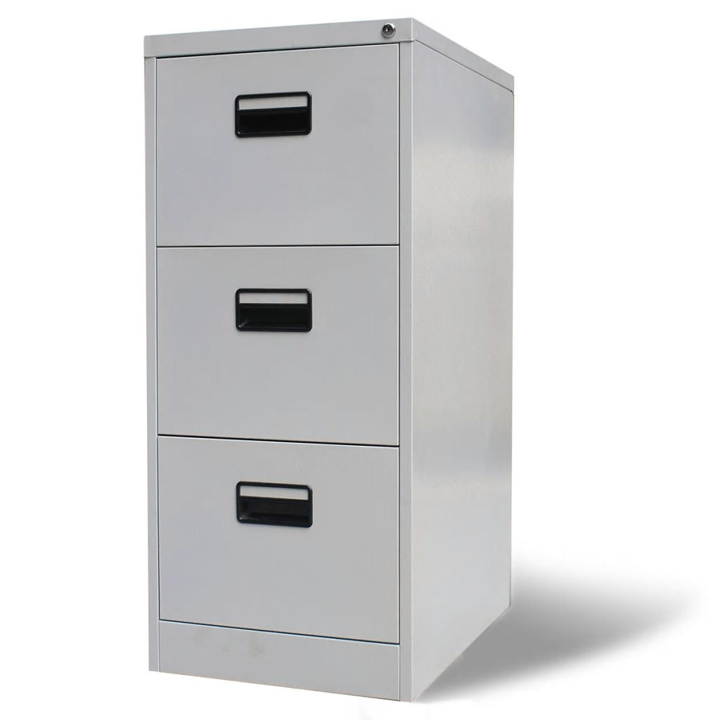 FirstChoise File Cabinet with 3 Drawers Grey 102.5 cm Steel