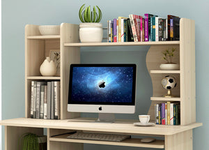 Expert Computer Desk Workstation with Shelf & Cabinet (White Oak)