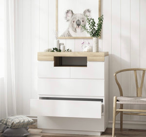 Modern new tallboy unit with five drawers chest Drawers
