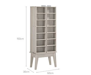 Multimedia DVD CD Storage Cabinet With Hidden Compartment In White Oak