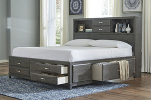 Nova Gray Bookcase Storage Panel Bed