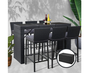 Esprit Gardeon Outdoor Bar Set Table Chairs Stools Rattan Patio Furniture 6 Seaters