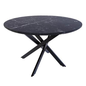 Zeta Dining Table(Marble) w/ 4 Catford Chairs(Dark Grey)