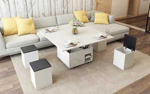 Modern Wooden Glass white Round Coffee Table