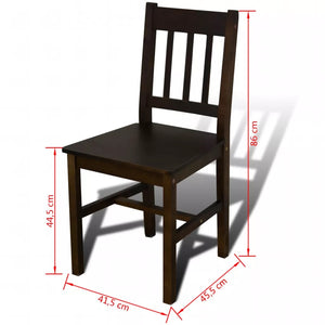Lana Dining Set 5 Pieces Pine Wood Brown