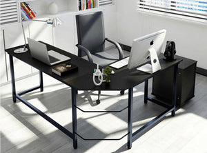 Prestige Corner Computer Desk Office Double Workstation (Black)