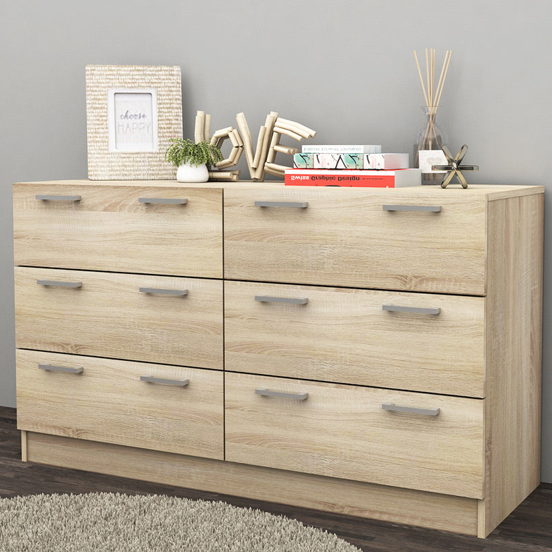 Tribecca 6 Drawer Low Boy - Light Sonoma Oak