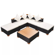 Load image into Gallery viewer, Stylish 6 Piece Garden Lounge Set with Cushions Poly Rattan Black
