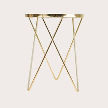 Load image into Gallery viewer, Zoobibi Dupas Gold Metal Side Table with Glass Top
