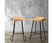 Load image into Gallery viewer, Set of 2 Wooden Backless Bar Stools - Natural

