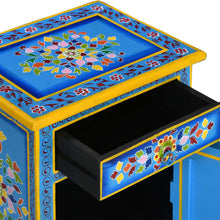 Load image into Gallery viewer, Urban Bedside Cabinet Solid Mango Wood Turquoise Hand Painted
