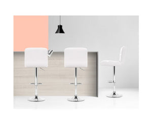 Set of 2 PU Leather Bar Stools - White