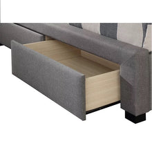 Load image into Gallery viewer, Arazia Wingback Panel Storage Bed Grey Fabric with Tufted Wingback Headboard Bed with 4 Storage Drawers
