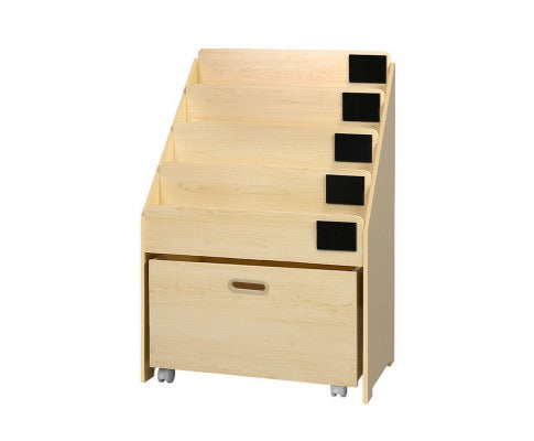 Keezi Kids Bookcase Childrens Bookshelf Organiser Storage Shelf Wooden Beige