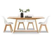 Load image into Gallery viewer, Scandinavian Inspired Light Oak Timber Rectangular 1.8m Dining Set with 4x Padded White Eames Chairs
