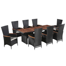 Load image into Gallery viewer, Reagan 9 Piece Outdoor Dining Set with Cushions Poly Rattan Black
