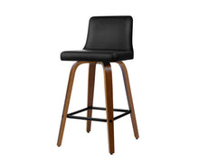 Load image into Gallery viewer, 2x Kitchen Wooden Bar Stools Swivel Bar Stool Chairs Leather Luxury Black
