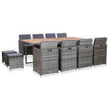 Load image into Gallery viewer, Liza 13 Piece Outdoor Dining Set Poly Rattan and Acacia Wood Anthracite
