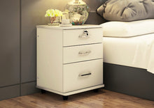 Load image into Gallery viewer, Miami 3 Drawer Bedside Table Cabinet with Wheels (White Oak)
