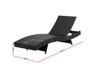 Gardeon Outdoor Wicker Sun Lounge - Black