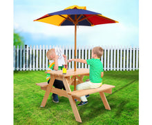 Load image into Gallery viewer, Keezi Kids Wooden Picnic Table Set with Umbrella

