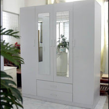 Load image into Gallery viewer, Modern New design 4 doors 2 Drawers Big size Wardrobe with Mirror
