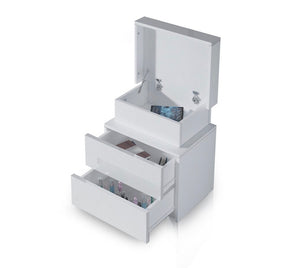 Modern Bedside Table 2 Drawers Side Nightstand Cabinet High Gloss Bedroom Furniture White
