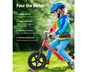 Nintendo Kids Balance Bike Ride On Toys Puch Bicycle Wheels Toddler Baby 12" Bikes Red