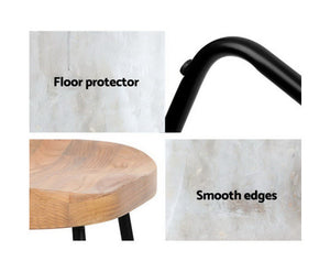 Set of 2 Wooden Backless Bar Stools - Natural